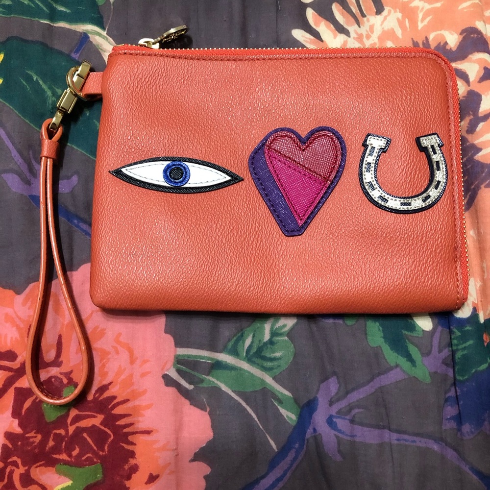 Tory Burch Orange Patchwork Wristlet